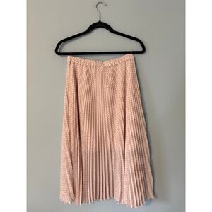 Pleated coquette pink midi skirt with polka dots, women’s size M